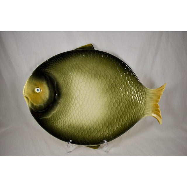 Italian Mid-Century Majolica Fish Service- Set of 7 For Sale - Image 9 of 13