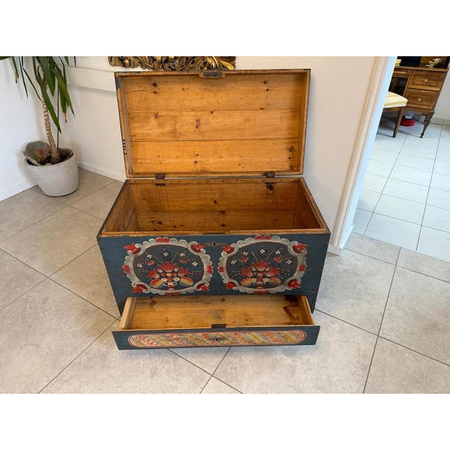 Traditional Rustic Hand-Painted Tyrolean Chest For Sale - Image 3 of 18