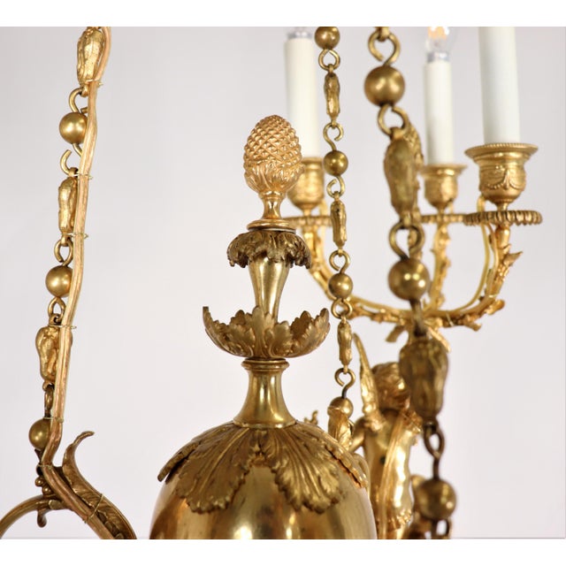 Metal Early 19th Century Louis XVI Style Doré Bronze Cherub Putti Chandelier For Sale - Image 7 of 12