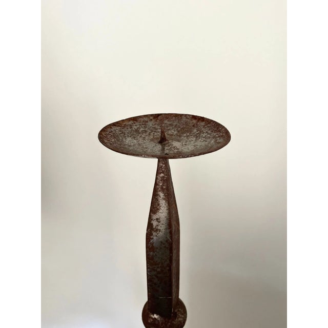 French Brutalist Iron Pricket Candleholder, 1940s For Sale - Image 4 of 7