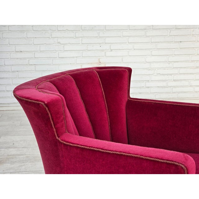 Mid-Century Modern Danish Relax Armchair in Red Velour with Ash Legs, 1960s For Sale - Image 3 of 18