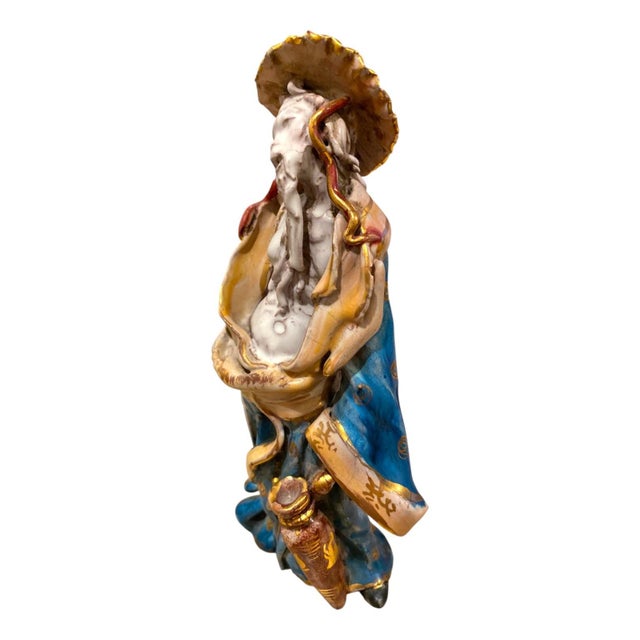 Eugenio Pattarino Ceramic Sculpture of Chinese Man and Lady, Italian Chinoiserie For Sale - Image 9 of 18