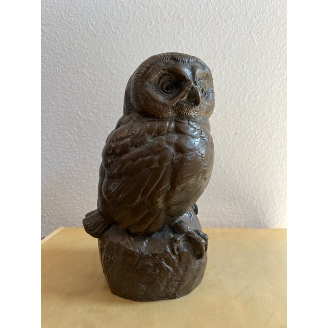 Charming vintage owl sculpture by American artist Joseph Lorkowski Boulton (1896–1981), known for his expressive animal...