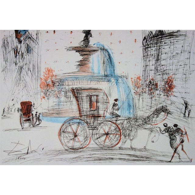 Salvador dalí (1904-1989) (after) new york city: plaza color lithograph after the eponymous watercolor signed in the plate...