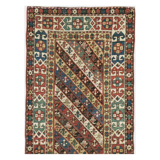 Early 20th Century Handmade Caucasian Kazak Runner with a Tribal Design For Sale - Image 4 of 10