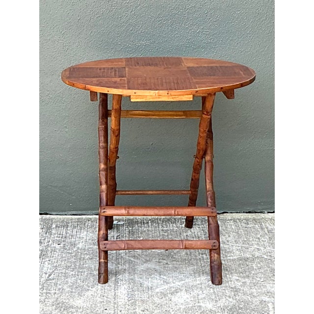 Vintage Split Bamboo Folding Table For Sale - Image 4 of 12