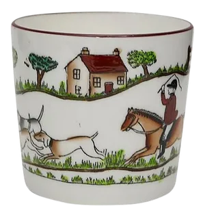 Crown Staffordshire Style English Hunting Scene Open Jam Pot