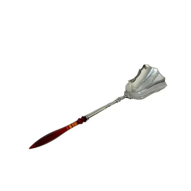 Dutch Silver with Agate Sugar Spoon by Jacob Van Der Ree, 1856 For Sale - Image 3 of 6