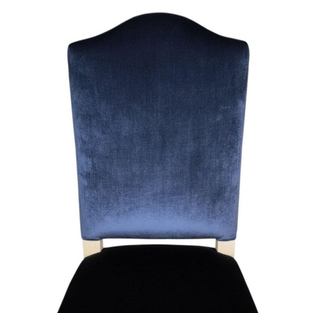 Set of Eight Italian Early 20th C. Gilded and Painted Chairs With Blue Velvet For Sale In Los Angeles - Image 6 of 10