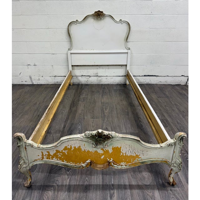 French Provincial Vintage Twin Size Winnebago Manufacturing Co French Provincial Rococo Style Bed For Sale - Image 3 of 17