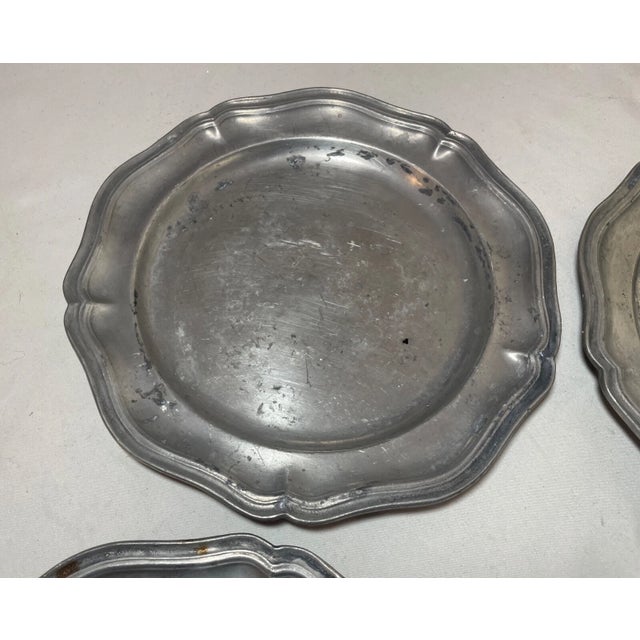 Lot 4 Rare Antique 18th Century Forged Pewter Multi Reed European Dinner Plate For Sale - Image 9 of 12