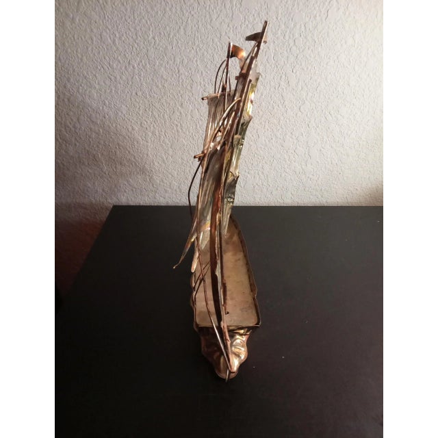 1970s Hand Carved Brass Ship 3d Model For Sale - Image 4 of 8