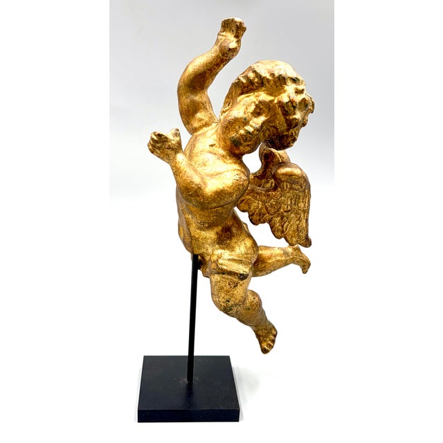 Antique French Giltwood Cherub Putti Sculpture Fragment For Sale - Image 12 of 12