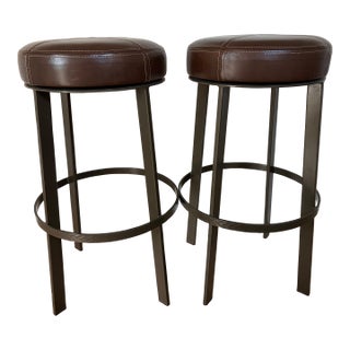 Custom Leather Top Bar Stools For Sale