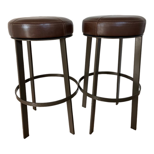 Custom Leather Top Bar Stools For Sale