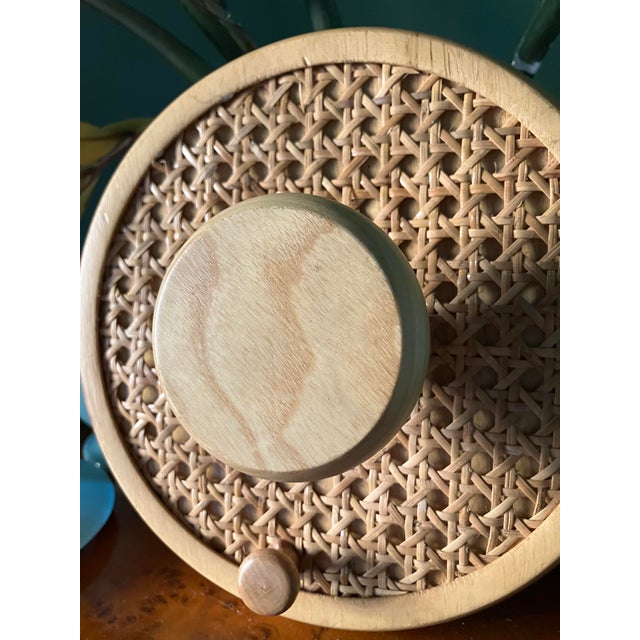 Coat Wall Hooks in Wood and Woven Cane, 1960s, Set of 2 For Sale - Image 6 of 13