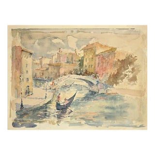 Unknown, View of Canal in Venice, Drawing, Mid-20th Century For Sale