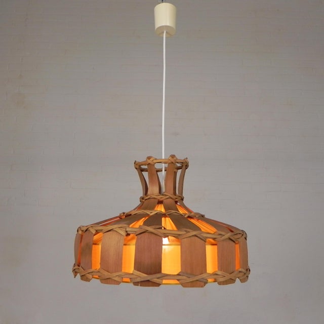 Vintage Hanging Lamp with Rattan Shade, 1970s For Sale - Image 13 of 16