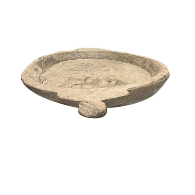 This vintage wood Parat bowl from India was once used to knead bread dough. It is a beautiful rustic piece and can be used...