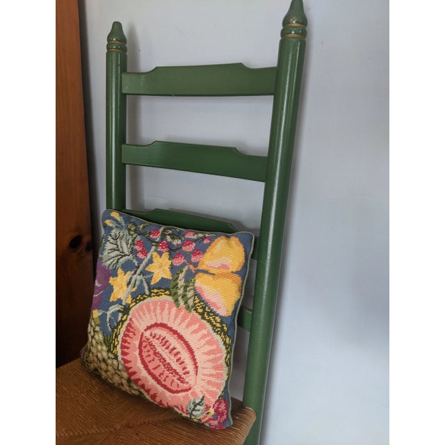 Vintage Mid Century Horticulture Tropical Fruit Needlepoint Tapestry Pillows -a Pair For Sale - Image 12 of 12