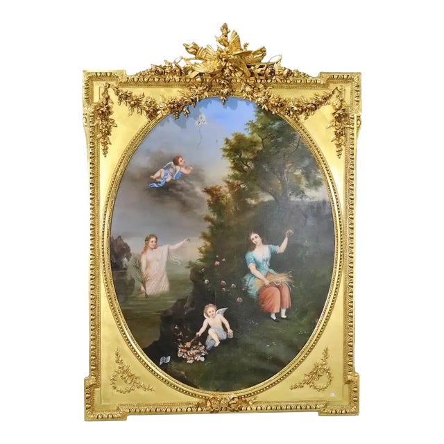 19th C Allegorical Painting "Burning the Love Letters" For Sale