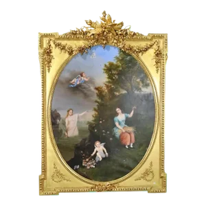 19th C Allegorical Painting "Burning the Love Letters"