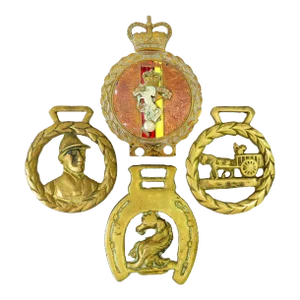 British Equestrian Brasses, Engineer Medallions / Ornaments, Set of 4