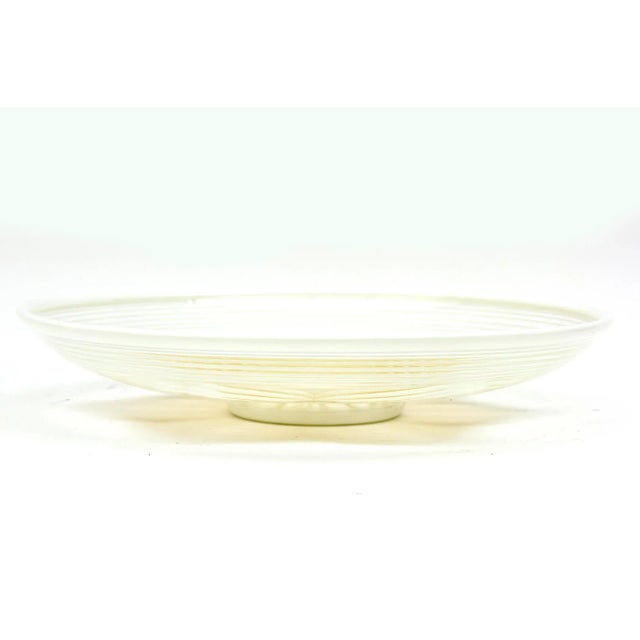 Vintage 1980's Murano Round White and Gold Aventurine Glass Flower Bowl For Sale - Image 4 of 8