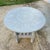 Mid 20th Century Vintage Paint Decorated Light Blue-Gray Oak Spool Bobbin Leg Oval Coffee Table Side Table For Sale - Image 5 of 9