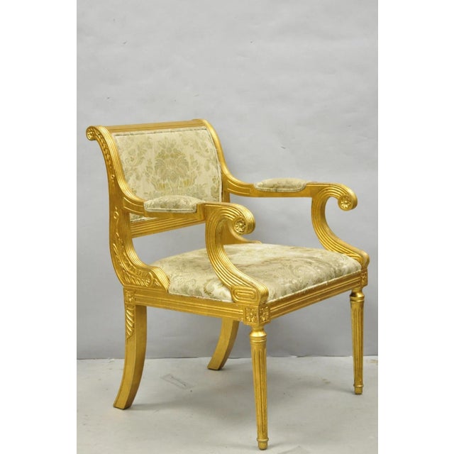 Neoclassical Late 20th Century Neoclassical Regency Style Gold Carved Wood Dining Room Chairs - Set of 10 For Sale - Image 3 of 18