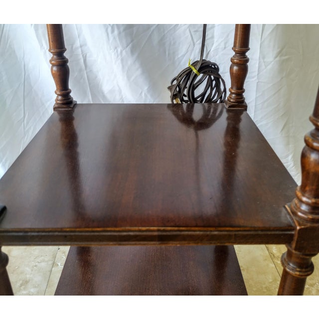 Vintage Three Tiered Wooden Lamp Table W/Shade Chairish