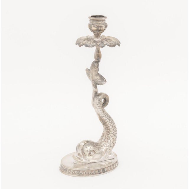 Metal Baroque Style Dolphin Form Candlesticks, Pair For Sale - Image 7 of 10