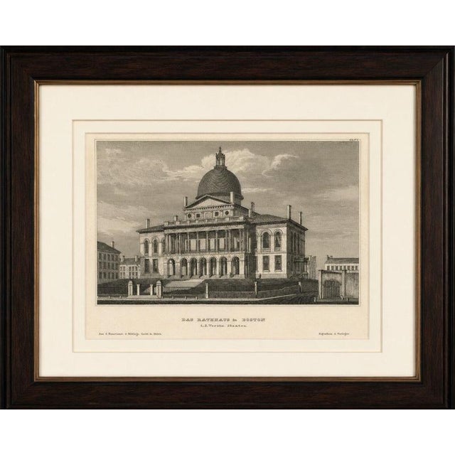 Boston State House on Beacon Hill, Antique Steel Engraving ca. 1850 This striking 19th-century steel engraving depicts the...