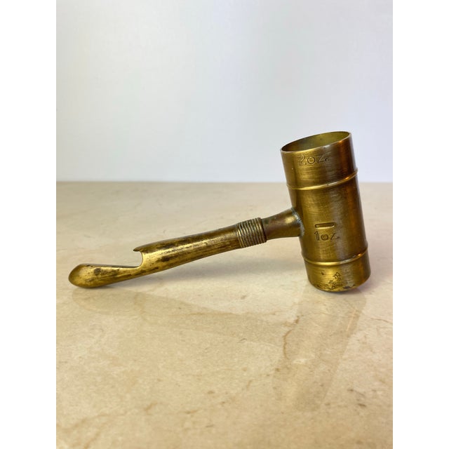 Chase Brass and Copper Company Vintage Chase Usa Art Deco Brass Jigger With Bottle Opener For Sale - Image 4 of 7
