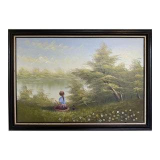 Vintage Original Oil Painting on Canvas, Landscape, Framed Art For Sale