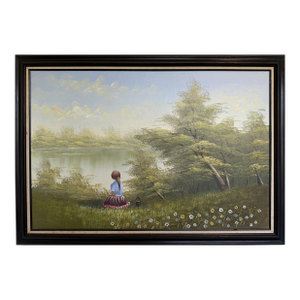 Vintage Original Oil Painting on Canvas, Landscape, Framed Art