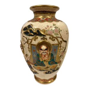 Antique Japanese Meiji Period Satsuma Earthenware Vase