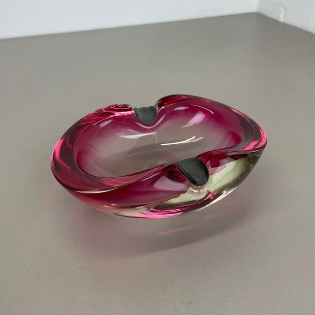 Large Pink Murano Bubble Glass Ashtray with Sterling Silver 925, Italy, 1970s For Sale - Image 11 of 18