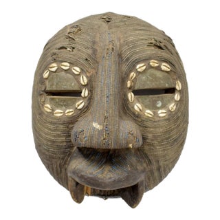 Early 20th Century Kota Beaded Face Mask with Cowrie Shells Gabon For Sale