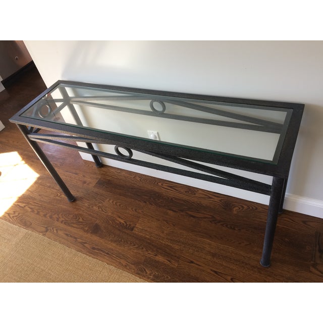 Black Iron & Glass Top Console Table Chairish