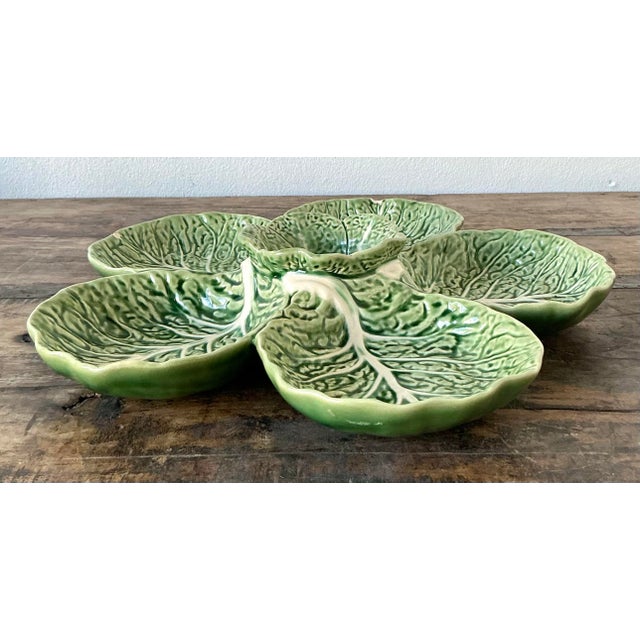 Vintage Regency Bordallo Pinheiro Cabbage Serving Tray For Sale - Image 9 of 11
