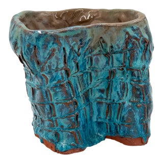 Vintage MCM Brutalist Studio Pottery Vase For Sale