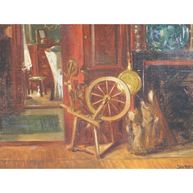 Realism Harry Roseland Oil Painting Early 20th Century Harry Roseland Original Oil Painting Interior Scene 14 X 20, Framed For Sale - Image 3 of 5