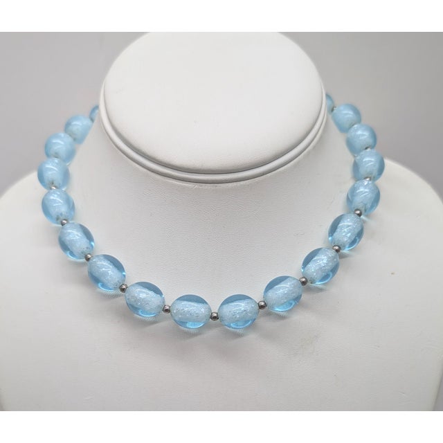 Vintage 1950s Signed Crown Trifari Light Blue Beaded Necklace For Sale In Philadelphia - Image 6 of 7