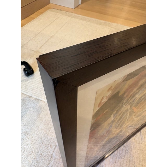 Wood Vintage Midcentury Modern Abstract Painting, Framed, Signed Jacob Semiatin, 1959 For Sale - Image 7 of 11