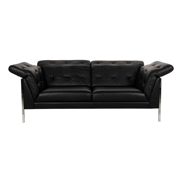 Leather Two-Seater Sofa Black from Wk Wohnen For Sale