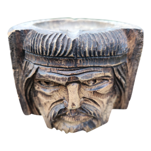 Late 20th Century Carved Wood Native American Style Indian Man Smoking Ashtray