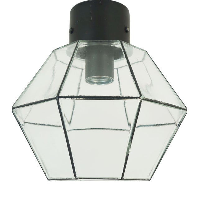 Vintage Metal Ceiling Light with Clear Glass Shade from Limburg, 1960s For Sale