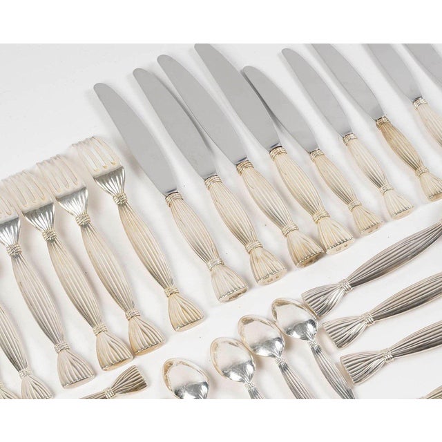 Metal Harvest Flatware Set by Christofle Silversmiths for Hermès Paris, Set of 82 For Sale - Image 7 of 7