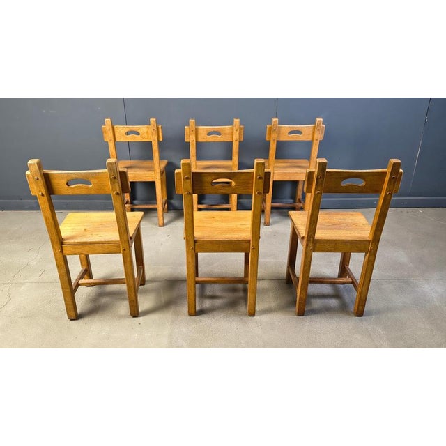 Vintage Brutalist Oak Chairs, 1960s, Set of 6 For Sale - Image 6 of 14